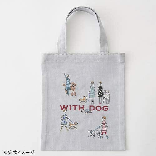 Kit bordado tote bag dog Lecien COSMO
