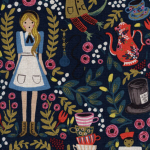 Loneta Alice Wonderland Navy Metallic Rifle Paper Co.