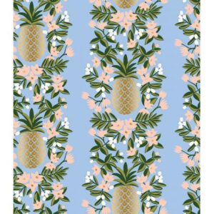 Loneta Pineapple Stripe Blue Metallic Rifle Paper Co.