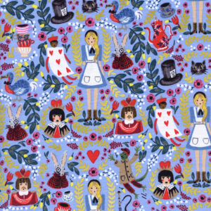 Tela azul Wonderland Metallic Rifle Paper Co.