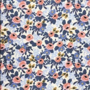 Tela Les Fleurs Rosa y Azul Rifle Paper Co.