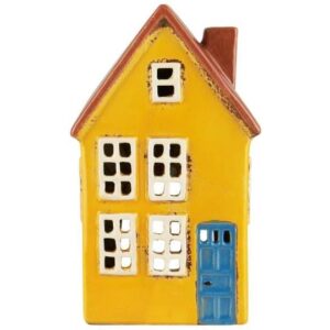 Casita Nyhavn amarilla tejado y puerta azul