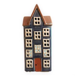 Casita Nyhavn azul puerta marrón 4 pisos