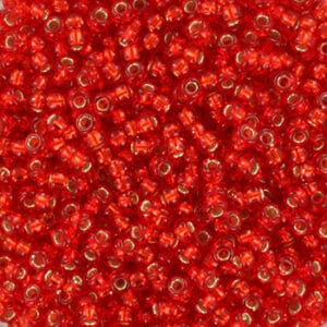 seed beads 8/0 Silverlined dyed Flamed Red