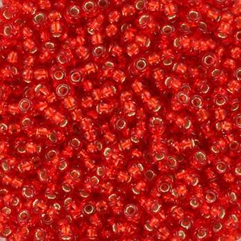 seed beads 8/0 Silverlined dyed Flamed Red