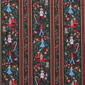 Tela Holly Jolly Nutcracker black and Metallic Gold Rifle Paper Co